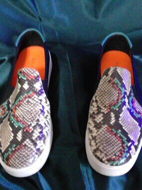 Cole Haan Grandpro  Snakeskin Leather Slip On Sneakers